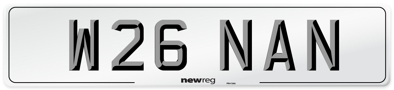 W26 NAN Number Plate from New Reg